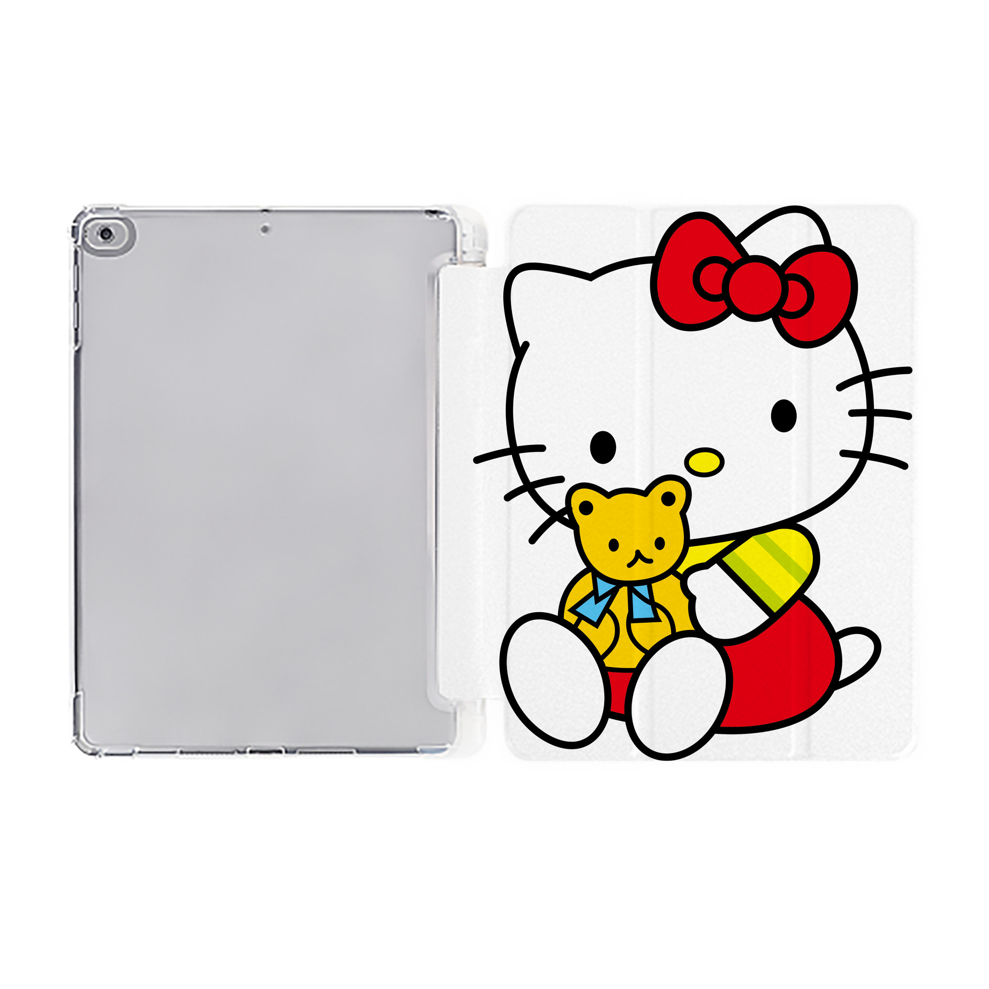 （画像用） Hello Kitty ハローキティ IPad ケース ペン収納付き 三つ折りスタンド PUレザー×シリコン 対応機種9.5/10.5/10.9インチ